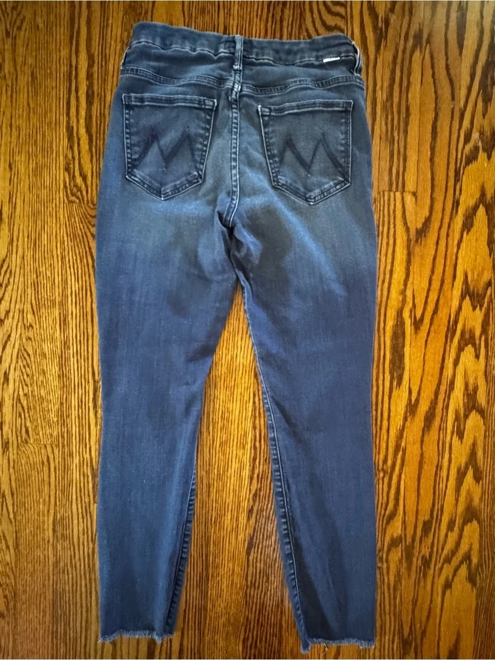 MOTHER High Waisted Looker Ankle Fray Jeans Dark Wash Size 28 Designer Denim